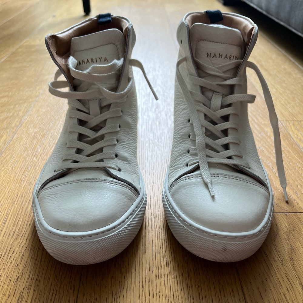 White NAHARIYA white high top sneakers